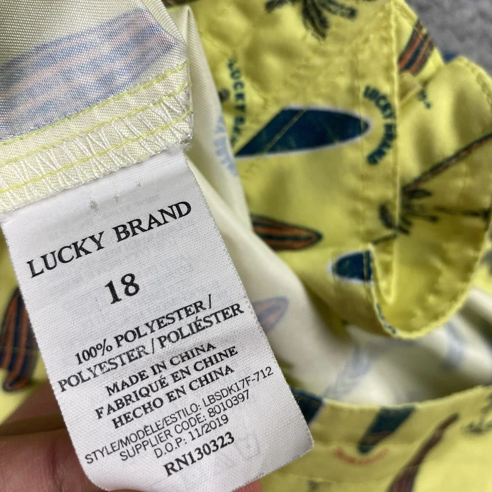 Lucky Brand Boardshorts Boys Sz 18 XL Yellow Surfwear‎ Surfboards Swim Trunks